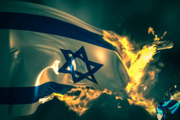 Burning Israel Flag