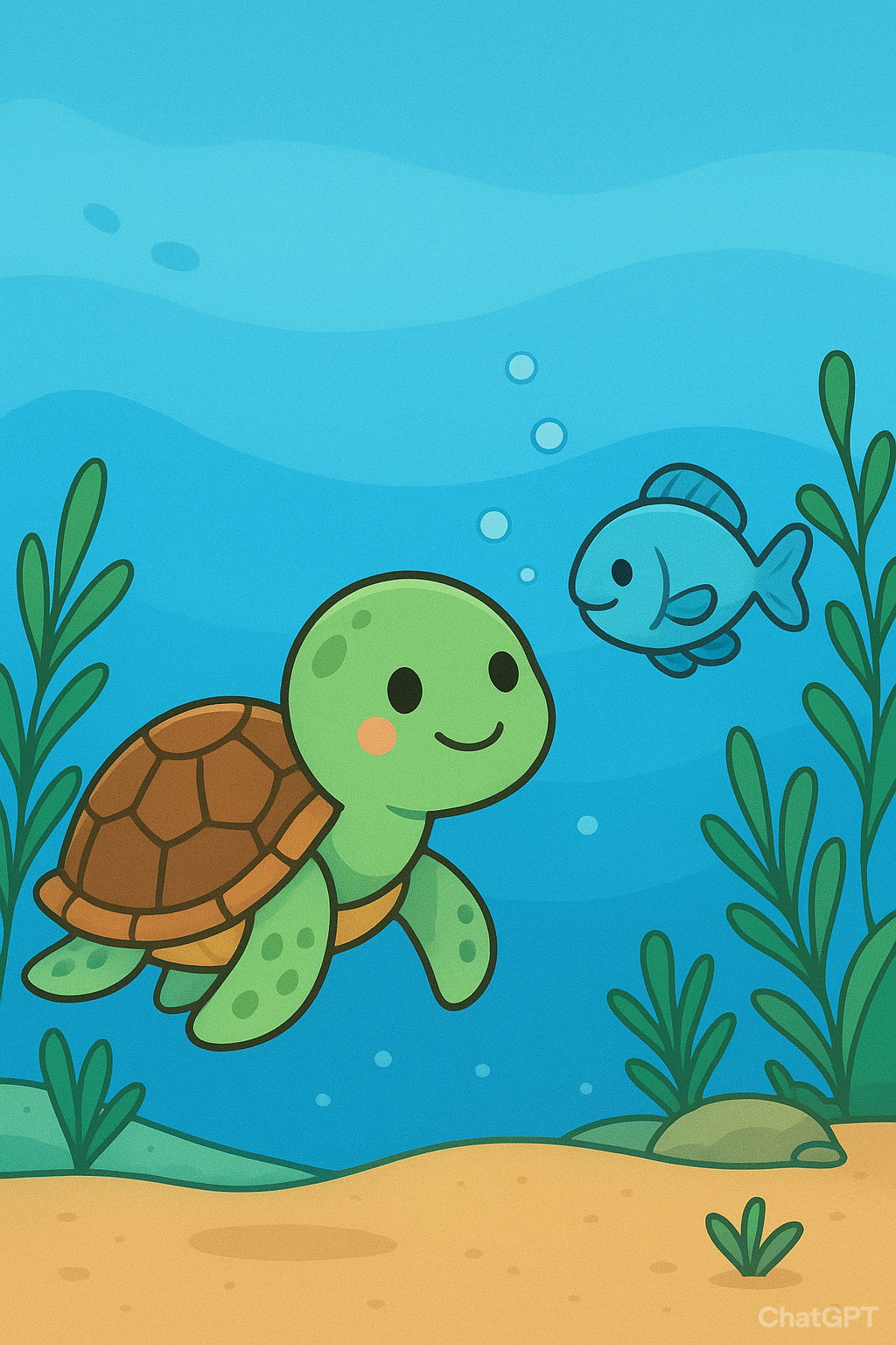 "السلحفاة والصديق الجديد"🐢